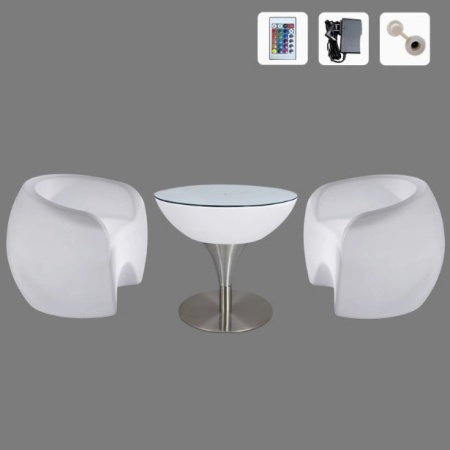 Комплект светящейся мебели Стол+2 стула V8